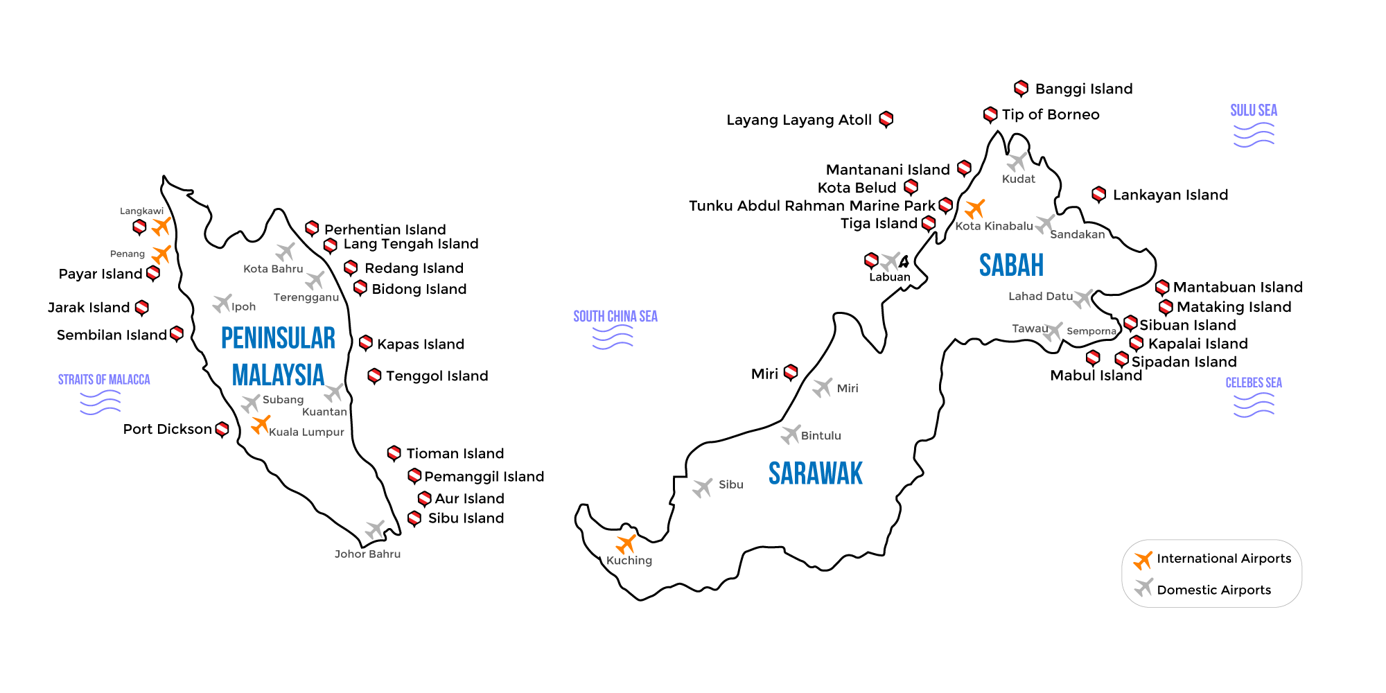 malaysia dive location map