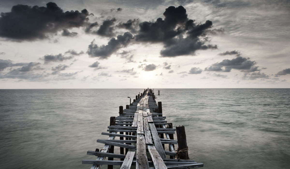 worn wooden jetty